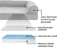 Furhaven Cooling Gel Dog Bed for Large Dogs w/ Removable Bolsters & Washable Cover, For Dogs Up to 125 lbs - Quilted Sofa - Silver Gray, Jumbo Plus/XXL