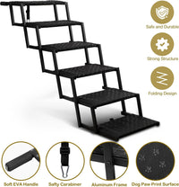 Foldable Dog Steps for Car SUV Truck - Standard 6 Steps / Black - image 2