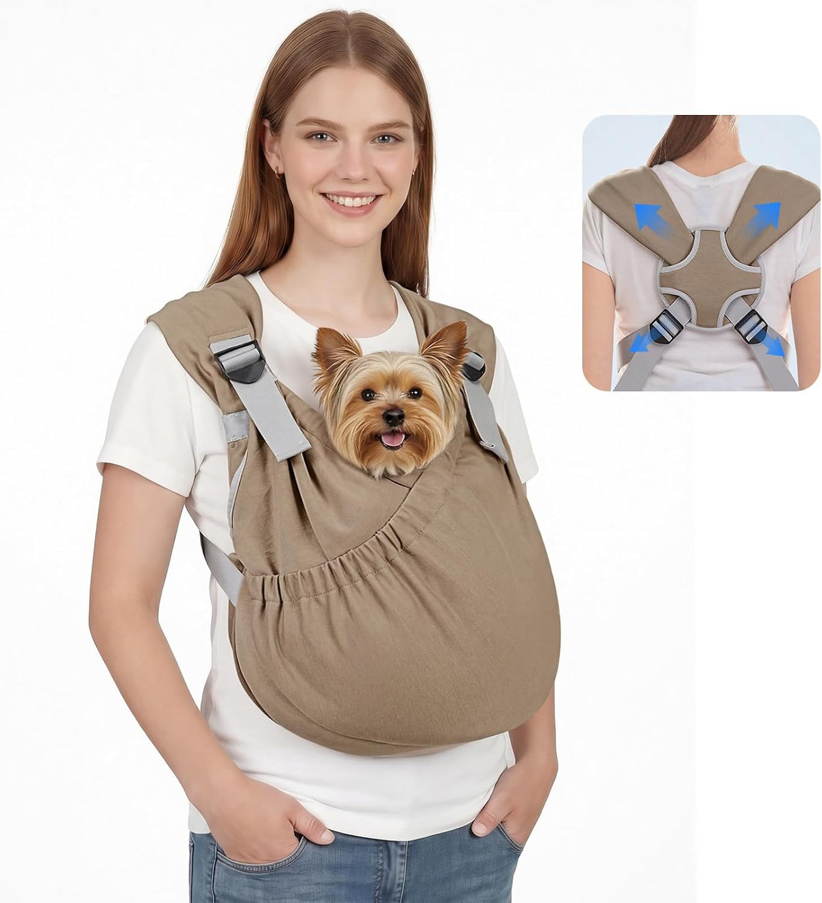 Supet Dog Sling Carrier for Pets - Brown / Regular ( 4 - 12Lbs )