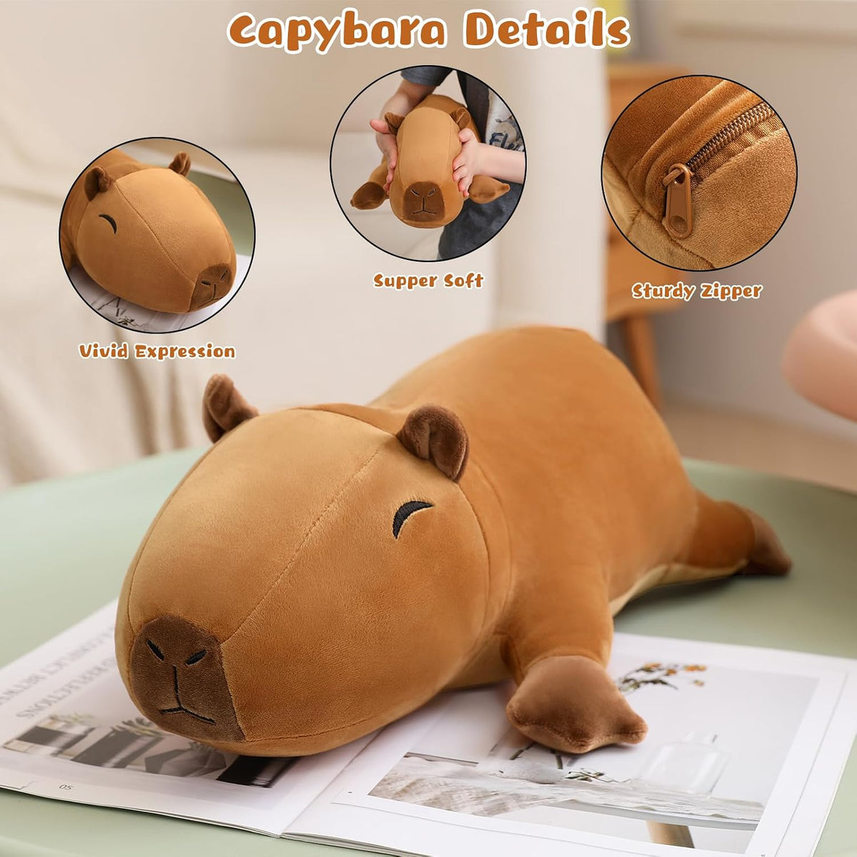 TOYSYM Seal Plush with 4 Babies - Capybara - image 4