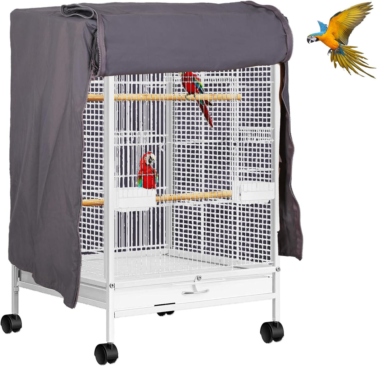 QBLEEV Bird Cage Covers, Breathable Blackout Birdcage Covers for Night – Essentials for Birds - Grey / 20.5"L X 20.5"W X 29.1"H