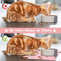 Cat Food Mats for Floor, Dog Pet Water Bowl Feeding Placemats for Food and Water Grey 17.7 * 9.8 - Pink / 17.7"L x 9.8"W - image 4