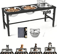 SHAINFUN Elevated Dog Bowls with Slow Feeder & Mat for Medium - Black-3L-Three
