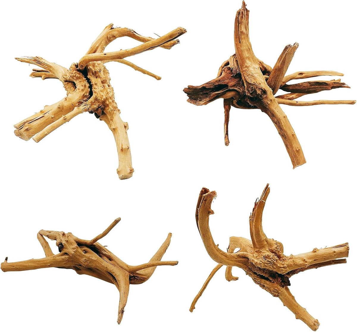 Aquarium Driftwood 3PCS Natural Trunk Driftwood Assorted Branches - Spiderwood (8-10in 4PCS)