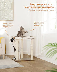 FourFurPets 22in Cat Tree Tower Condo, Cat Scratch Posts for Indoor Cats, Big Plate, Three 23.6in Full Sisal Scratching Posts, Greige
