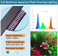 hygger Aquarium LED Light Fish Tank Full Spectrum Lighting with 24/7 Day-Night Cycle Mode & Auto On/Off Timer, 7 Colors Options, Dimmable, Extendable Bracket for 24~30in Freshwater Tank