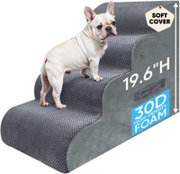 PAWSCRAT 4-Step Pet Stairs for High Beds & Sofas - Grey / 4-step 19.6"H
