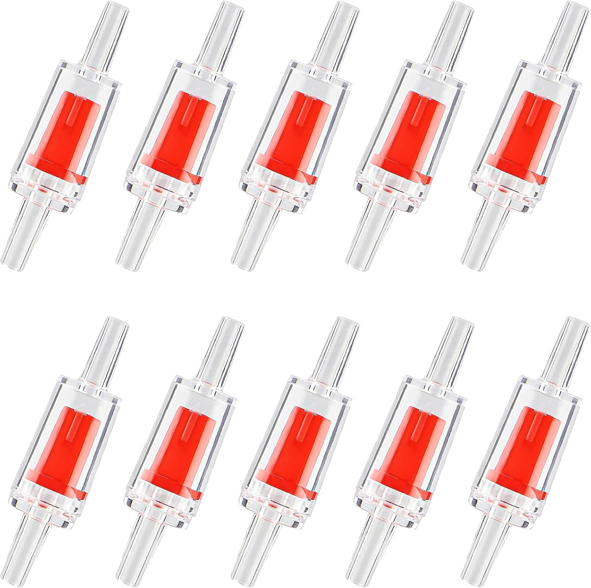 Moonorange Aquarium Air Pump Accessories Kit with Standard Tubing - 10pcs Check Valve-Red