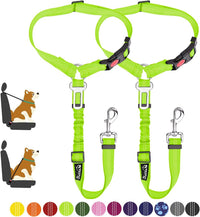 SlowTon Dog Seat Belt for Car - L.Lime Green / Medium/Large (Headrest + Clip)