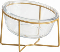 Small Glass Tilted Elevated Cat Dog Bowl Raised Cat Food Water Bowl - Small / Glass