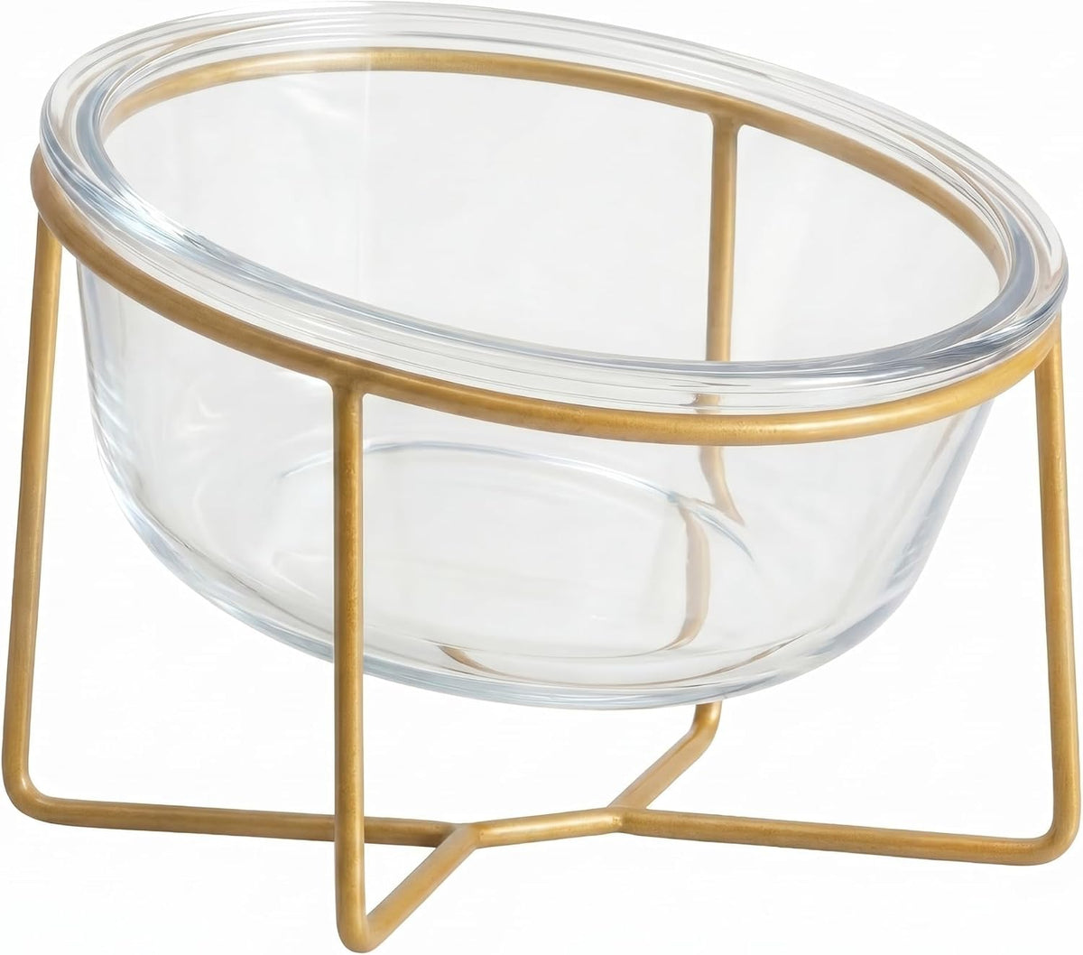 Small Glass Tilted Elevated Cat Dog Bowl Raised Cat Food Water Bowl - Small / Glass