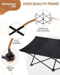KingCamp Elevated Dog Bed for Large Dogs, Outdoor Raised Cooling Pet Cot Bed with Washable Breathable Mesh & No-Slip Feet Perfect for Camping, Backyard, Indoor Use (L, Black)