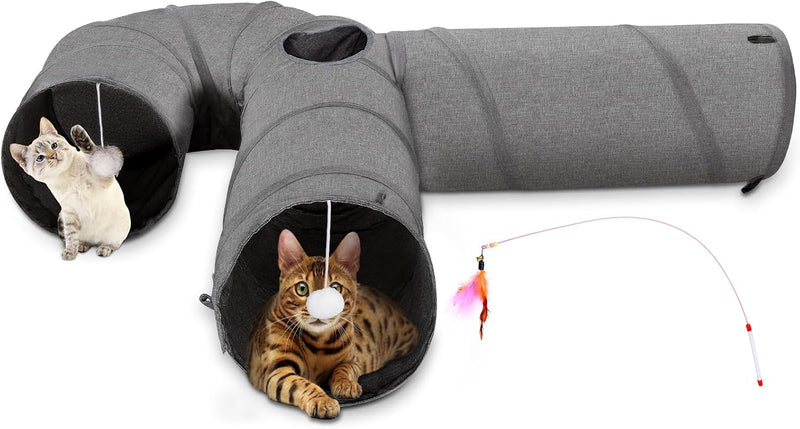 Ownpets 12" Large Cat Tunnel 3-Way U-Shape Oxford Fabric for Large Cat – Essentials for Cats - U-Shaped / 10 Inches in Diameter