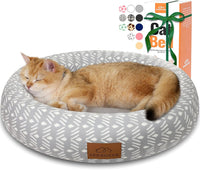 Zerbuger 20in Pink Round Dog Bed Sofa for Dogs Cats - Grey Pattern / Small