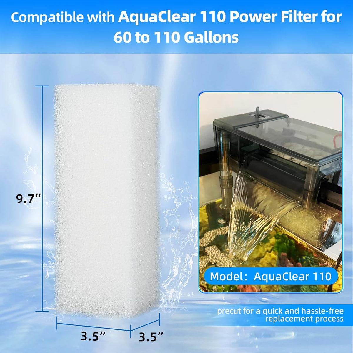 AQUANEAT 6-Pack Replacement Filter Sponge Pads - AC 110 - image 2