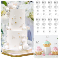 48 Pcs Balls Cake Topper Decorations Balloon Cupcake Toppers Foam - Silver - image 4