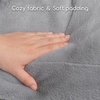 Hollypet Fluffy Plush Pet Cat Couch Soft Calming Pet Sofa Bed for Medium Small Cats and Dogs, Silver Gray