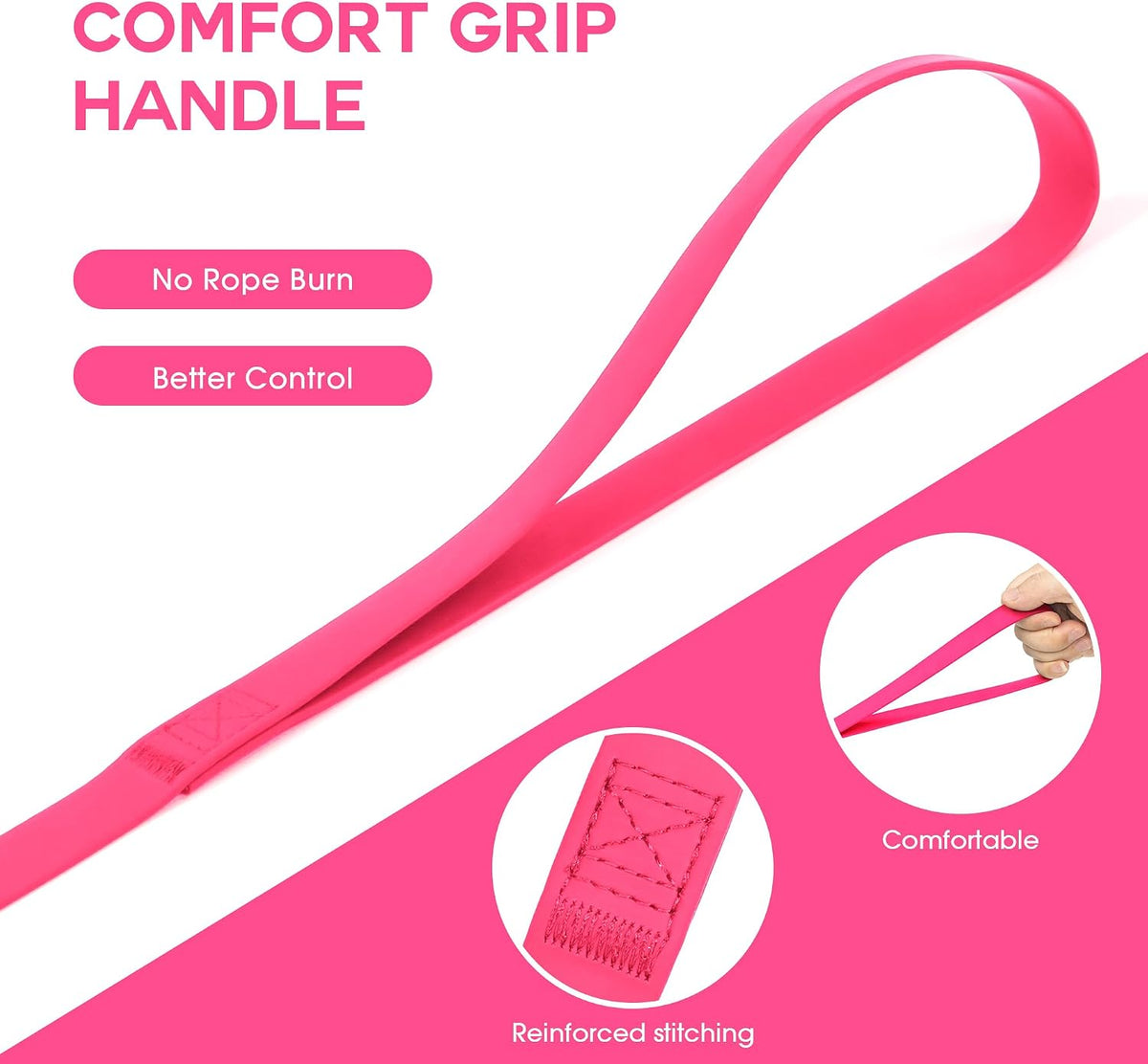 Wolfone Waterproof Dog Leash 10FT Long Line Training Leash for Dogs – Essentials for Dogs - 10ft x 0.75 IN / Pink - image 2