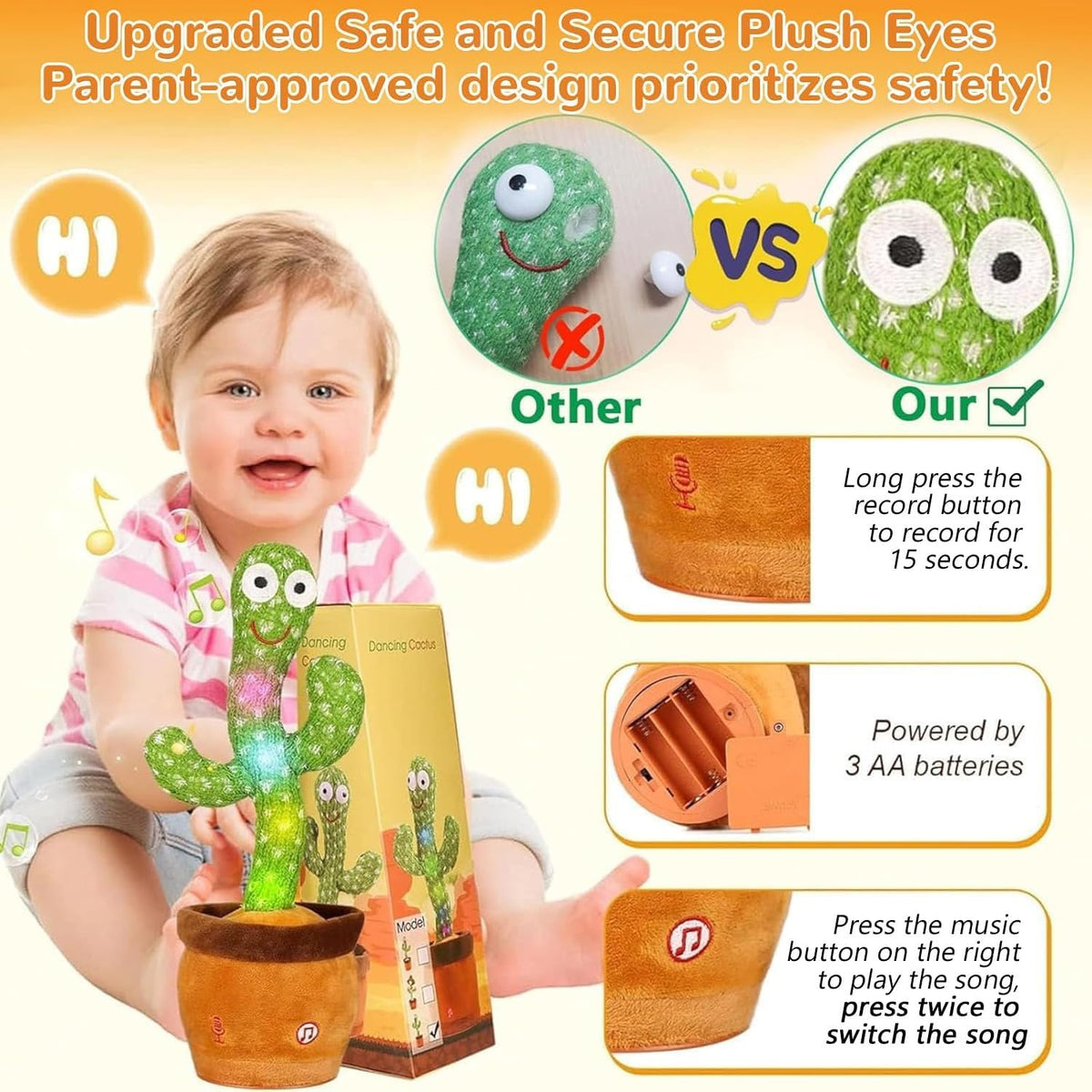 Baby Dancing Cactus, Talking, Glowing - Cactus Toy - image 3