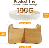 PETTOM Slow Feeder Cat Bowl Elevated Ceramic with Bamboo Stand - Lotus - image 3