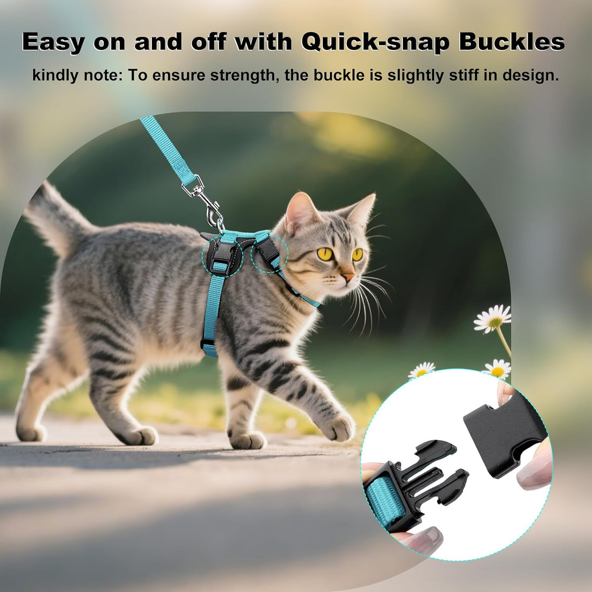 Plutus Pet Adjustable Cat Harness and Leash Set - Light Blue - image 4