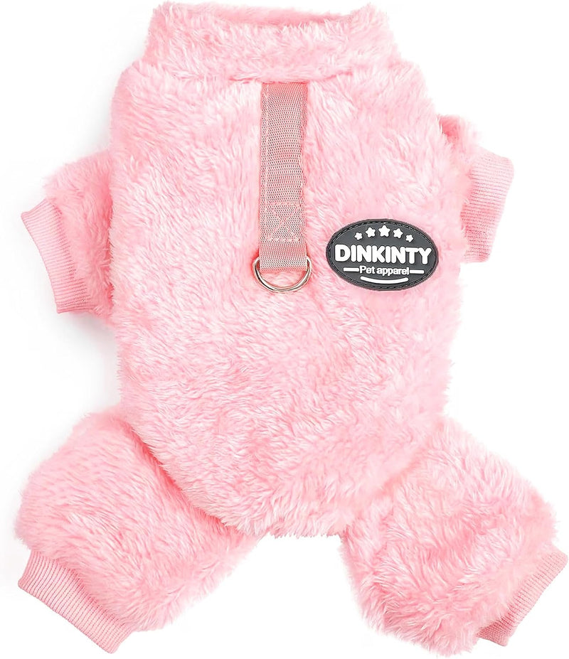 Dog Clothes for Small Dogs Fleece Dog Pajamas Winter Thermal Soft - Pink / X-Small