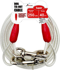 30ft Reflective Tie-Out Cable for Heavy Dogs Up to – Essentials for Dogs - 250lbs40ft / Red & Silver