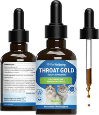 Pet Wellbeing Throat Gold for Cats - Supports Throat Comfort, Upper Respiratory Health, Occasional Throat Hoarseness, Slippery Elm, Mullein - Veterinarian-Formulated Herbal Supplement 2 oz (59 ml)