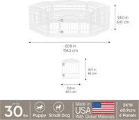 IRIS USA 4-Panel Dog Playpen, Pet Enclosure - 6 Panel - 24" H / White - image 3