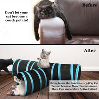 SunGrow Collapsible Tunnel for Cat - Turquoise and Black - image 4