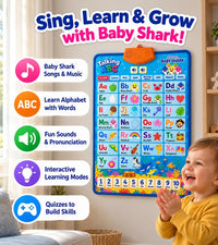 Just Smarty Interactive Alphabet Wall Chart, ABC & 123's, Blue – Fun for Kids & Family - Baby Shark - image 4