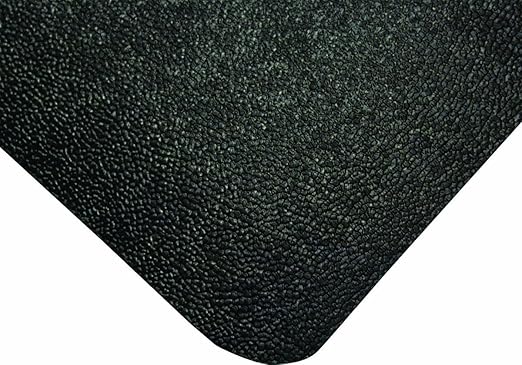 Wearwell Natural Rubber 447 UltraSoft WeldSafe Anti-Fatigue Beveled Mat, for Dry Areas, 3' Width x 5' Length x 7/8" Thickness, Black