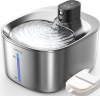 FEELNEEDY Wireless Cat Water Fountain Stainless Steel with Sensor - Stainless Steel Fountain(2 Filters)