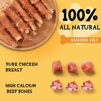 ASMPET Dog Treats Chews, Chicken Wrapped Beef Cartilage, Rawhide Free & Grain Free Dog Snacks 10.6 oz