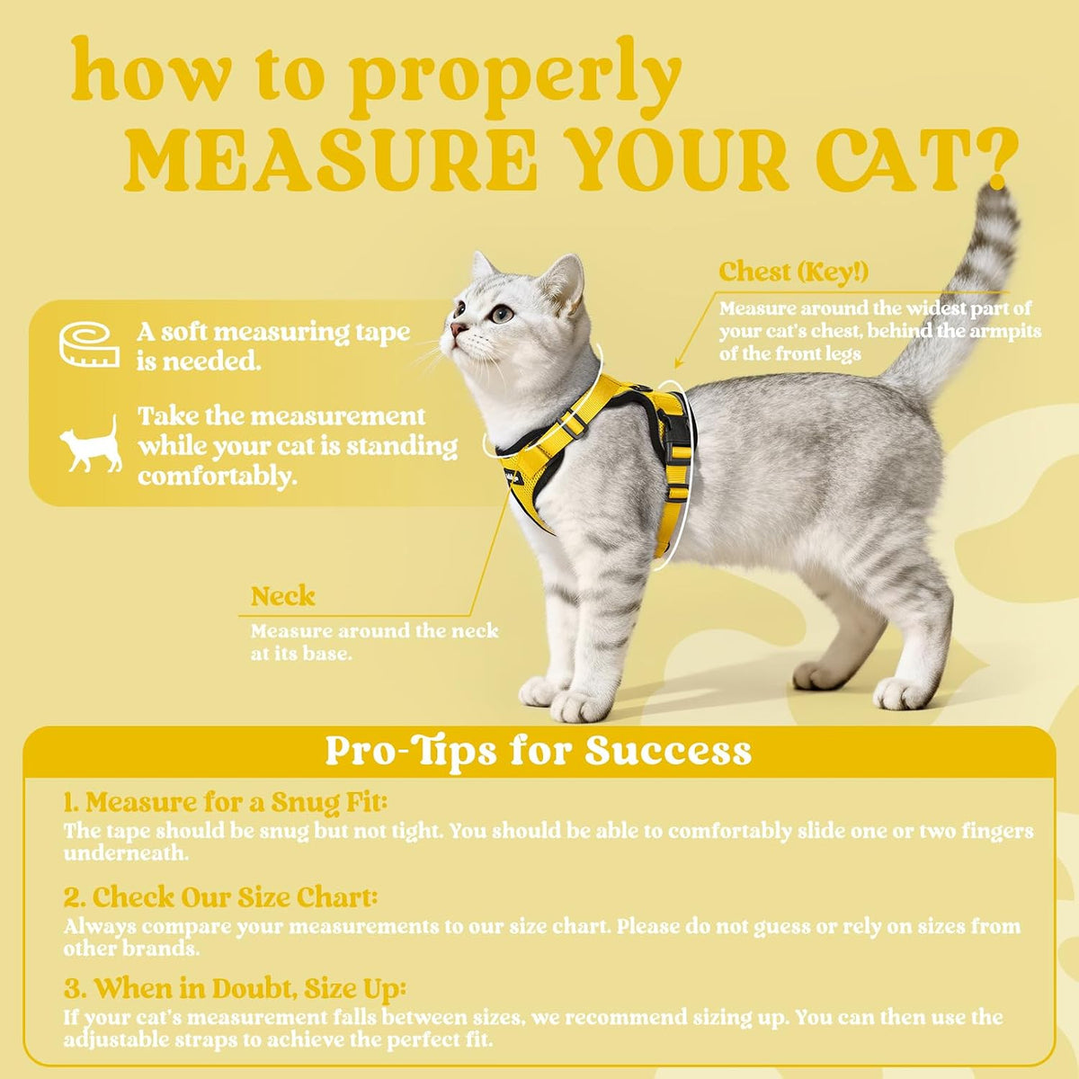 rabbitgoo Cat Harness and Leash Set, Escape Proof Vest - Xs / Yellow - image 2