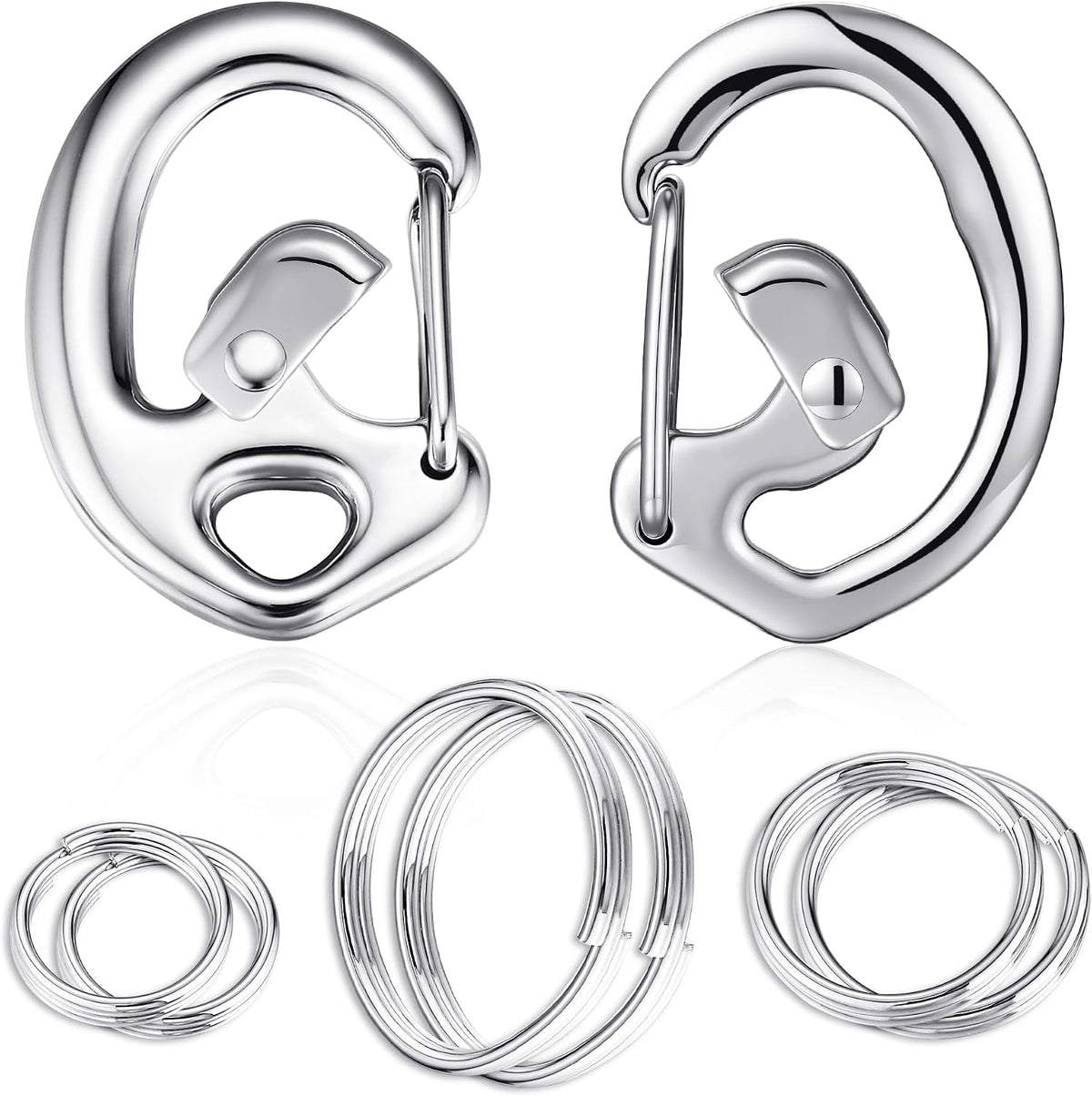 Stainless Steel Pet Collar Tag Clip, Contour Carabiner, 2 Sets - 2 Dog Tag Clips-B