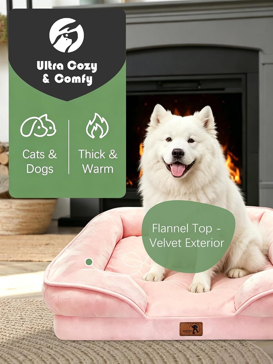 Spotted Play Orthopedic Dog Bed with Sides - Pink / 38.0"L x 28.0"W x 6.5"Th - image 2