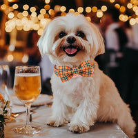Green Dog Collar with Bow Tie, Christmas Bowtie Dog Collar M – Essentials for Dogs - S / B-Orange Green Plaid - image 4