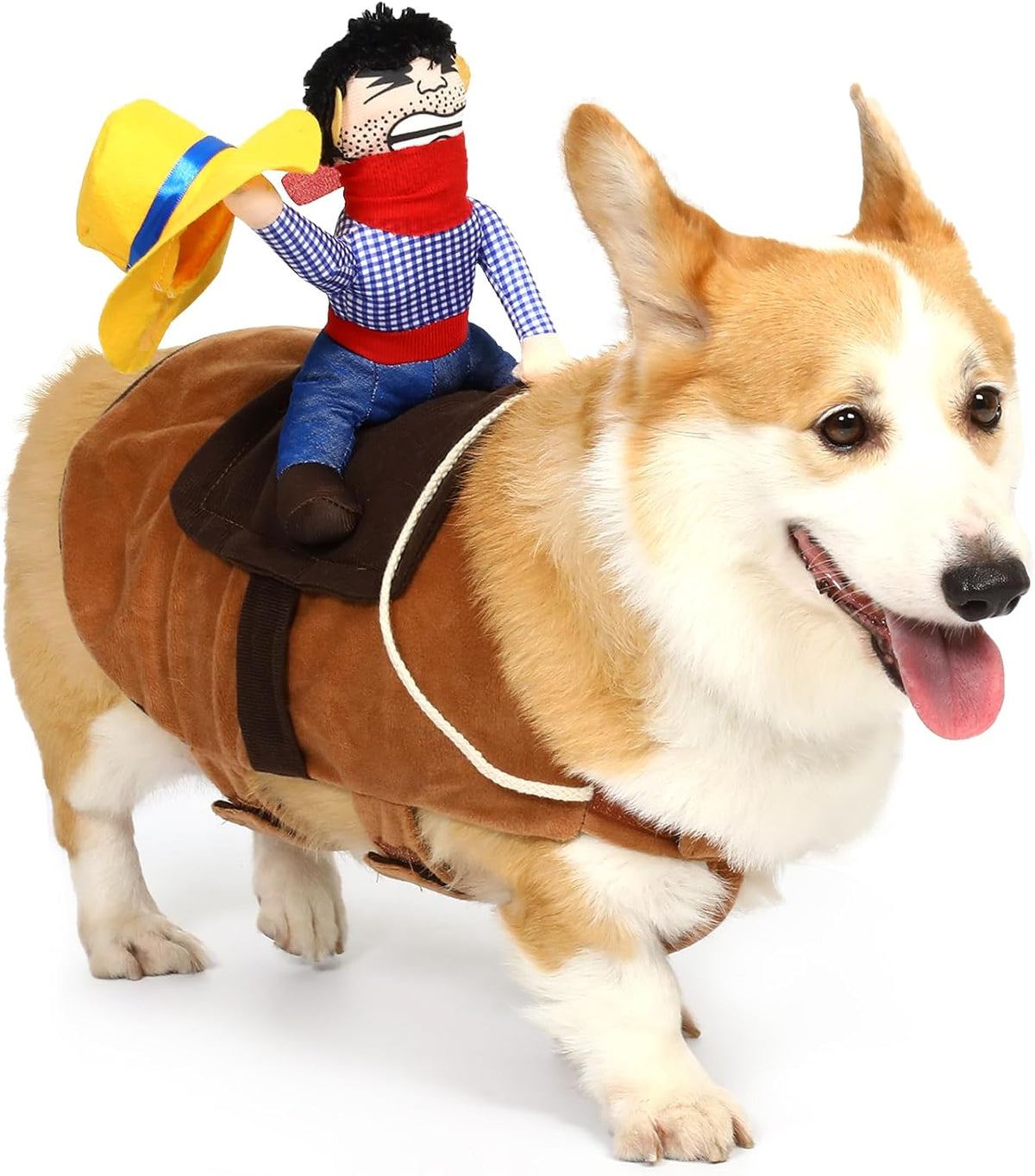 T2Y cowboy rider dog costume with saddle design and mini hat