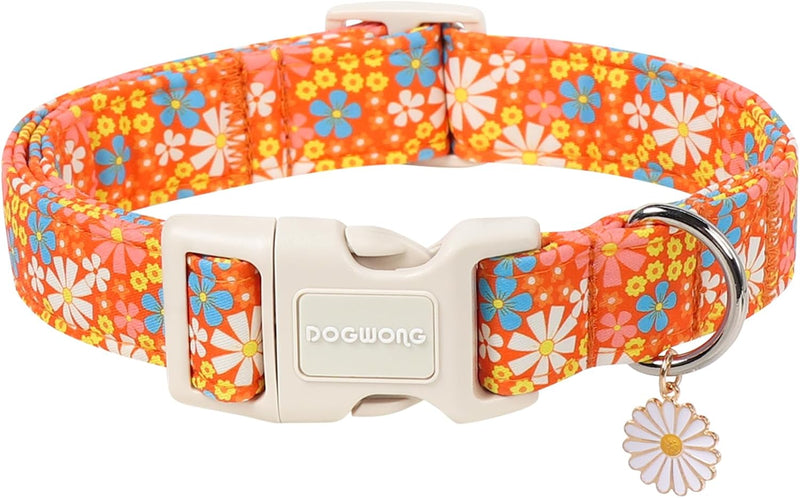 Fall Pumpkin Dog Collar - Design Fall Holiday Dog Collars Adjustable Halloween Pumpkin Sunflower - S / Colorful Flower
