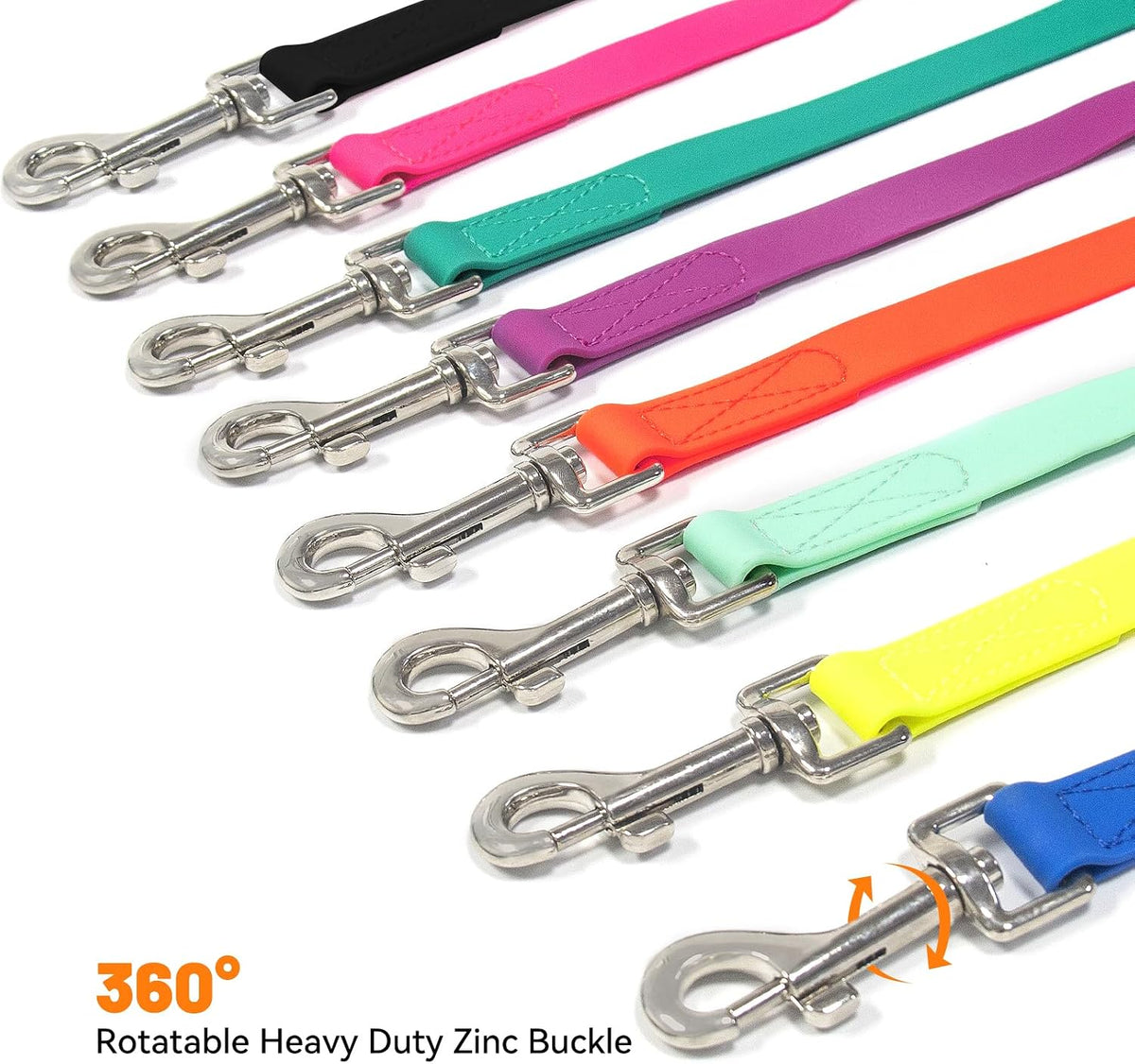 Waterproof Dog Leash, 5/6 FT Durable Odor-Proof Dog Leashes with Strong Metal Hooks Fits Small - Black / 6FT - 1 inch Width - image 2