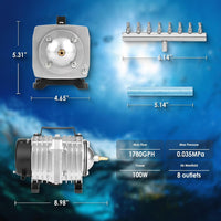 Aquarium Air Pump with Aluminum Housing - 1780GPH-100W - image 4