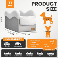 Portable Small Dog Seat for Car,Luxury Center Console Dog Car Seat Booster with Safety Tethers,Auti-Collapse Pet Travel Carrier for SUV,Truck.(Light Grey/White)
