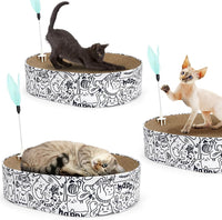 ARGOPET Cat Cardboard House with 2 PCS Scratching Pads – Essentials for Cats - Oval-White - image 4