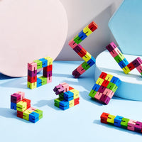 Sumind 6 pack of colorful wooden twist block puzzle fidget cubes on elastic cord - view 5