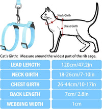 PUPTECK Adjustable Cat Harness and Leash Set Escape Proof Kitten - Small / Sky Blue - image 2