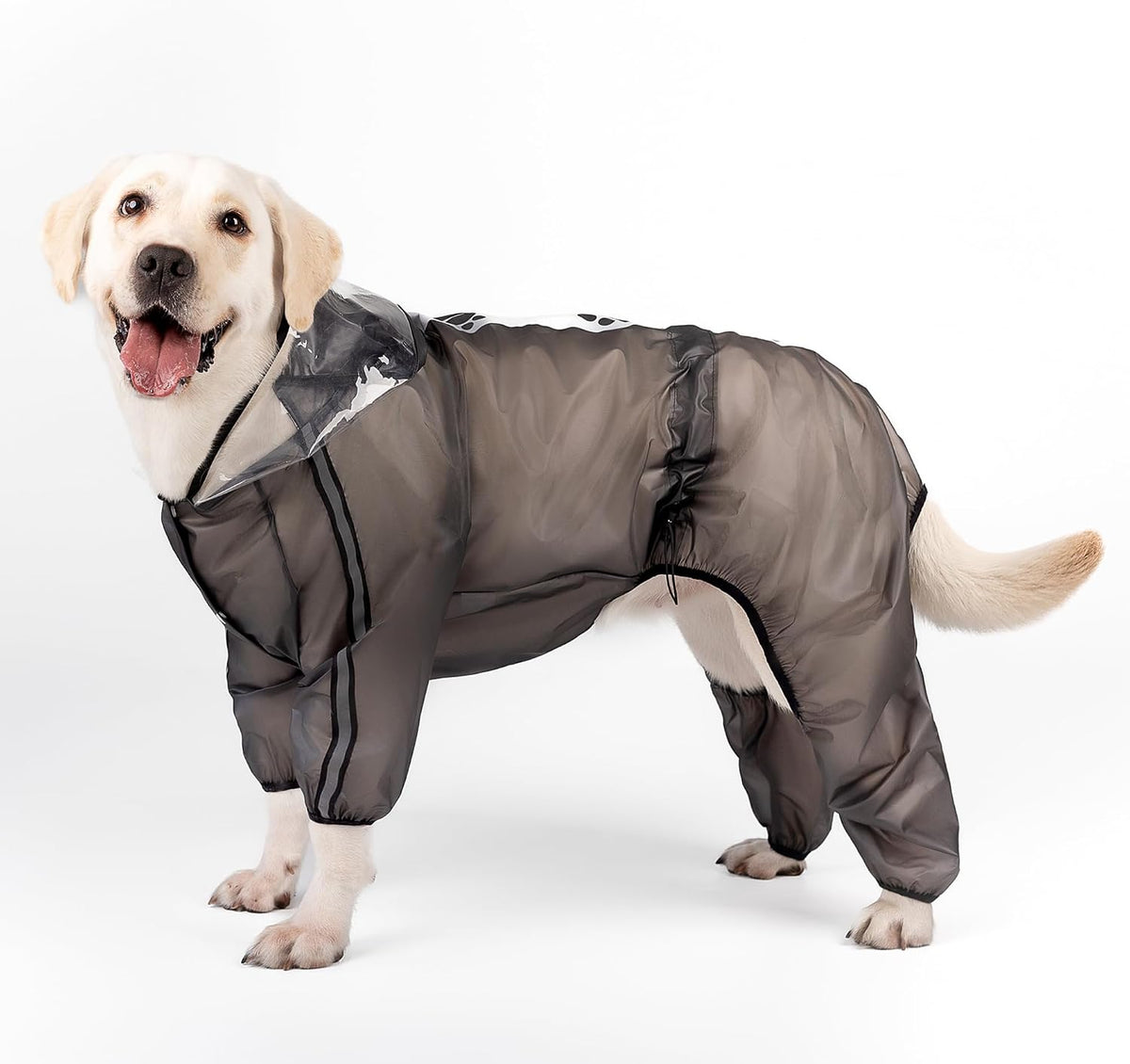 Olsa Dog Raincoat, Dog Hooded Slicker Poncho - Black / XL