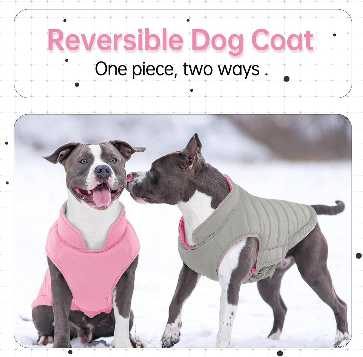 Lelepet Reversible Dog Coat Windproof Dog Jacket Lightweight Puffer - Extra Small / Pink - image 2