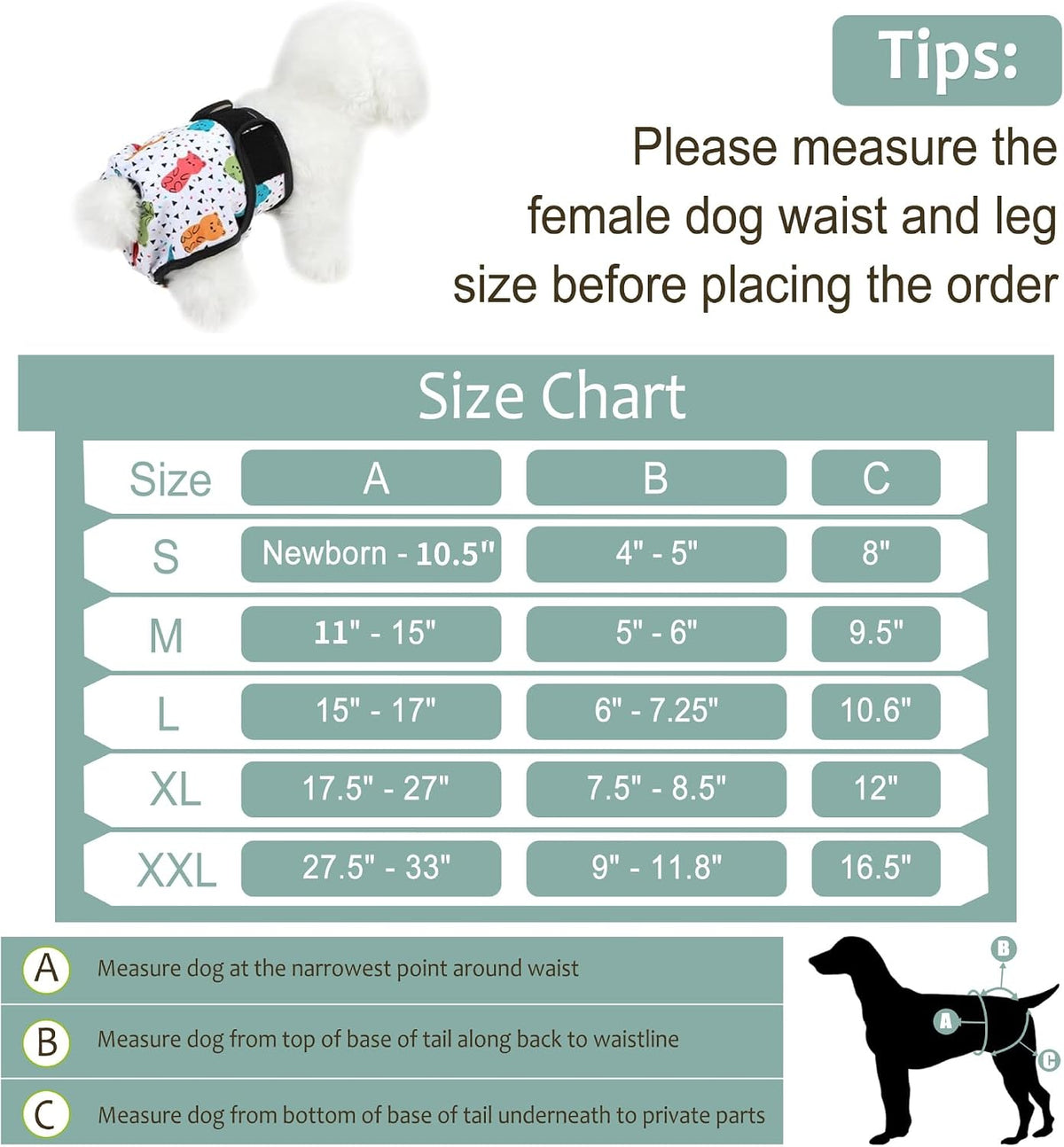 Washable Female Dog Diapers - Large（15"-17"Waist） / Animals - image 3