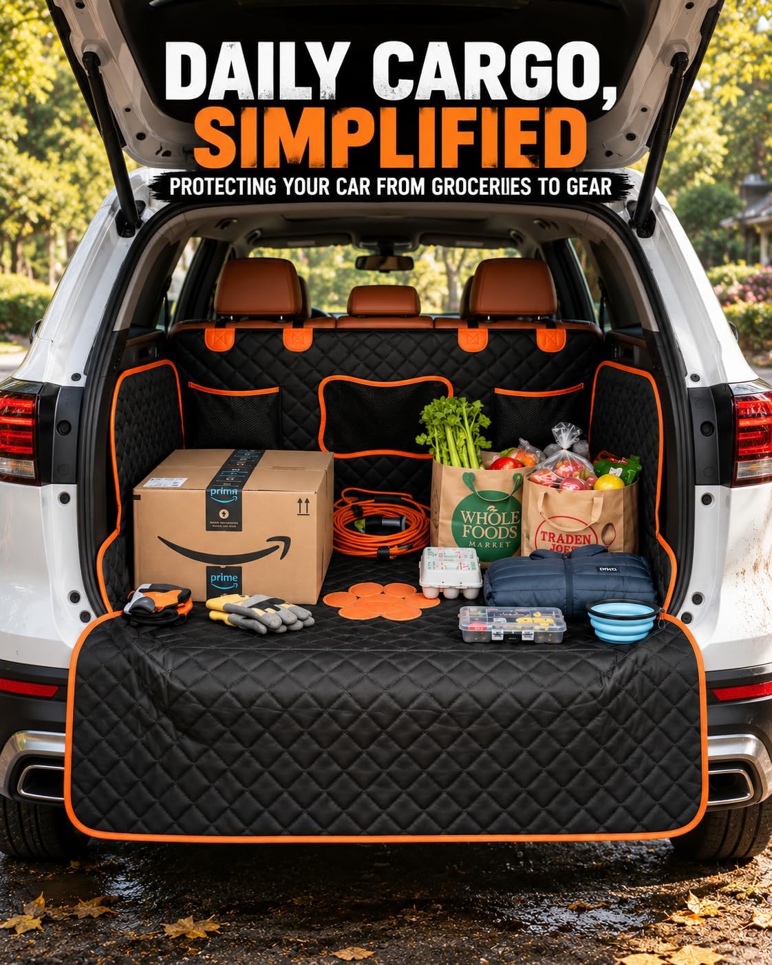 SUV Cargo Liner for Dogs,Waterproof Dog Trunk Cover with Side Flaps – Essentials for Dogs - Dog Paw / L - image 3